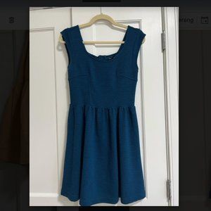 American Eagle Ribbed Blue Sleeveless Short A-Line Dress